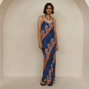 NWT Night Veils Bias Cut Maxi Dress in Neptune